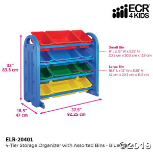 4-Tier Storage Organizer with Assorted Bins - Blue (1 Unit(s))