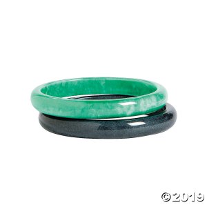 Teal & Black Acrylic Bangle Bracelets (4 Piece(s))
