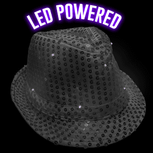LED Flashing Sequined Fedora - Black