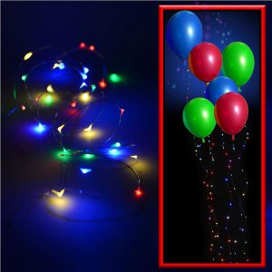 LED Multi-Color Balloons with Multi-Color String Lights (Per 6 pack)