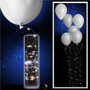 LED White Balloons with White String Lights (Per 6 pack)