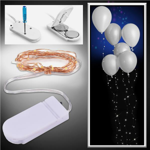 LED White Balloons with White String Lights (Per 6 pack)