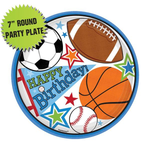 Sports Birthday Party 7" Plates (Per 8 pack)