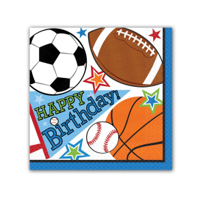 Sports Birthday Beverage Napkins (Per 16 pack)