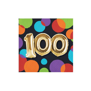 100th Birthday Balloon Beverage Napkins (Per 16 pack)
