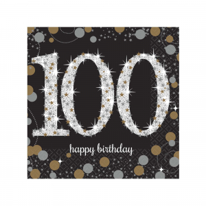 Sparkling 100th Beverage Napkins (Per 16 pack)