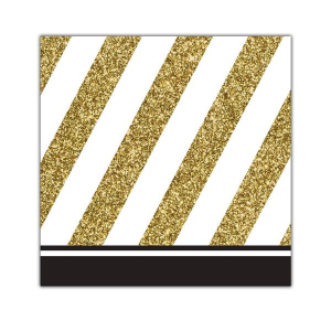 Black & Gold Beverage Napkins (Per 16 pack)