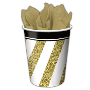 Black & Gold  9 oz Cups (Per 8 pack)