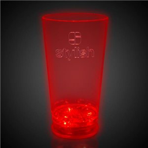 LED Red 16 oz Pint Glass