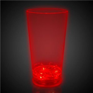 LED Red 16 oz Pint Glass