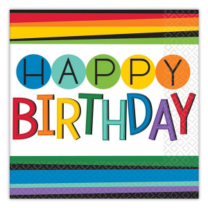Rainbow Birthday Lunch Napkins (Per 16 Pack)