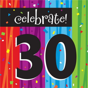 Rainbow Celebration 30th Lunch Napkins (Per 16 pack)