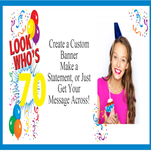 Look Who's 70 Custom Photo Banner - 12 x 24