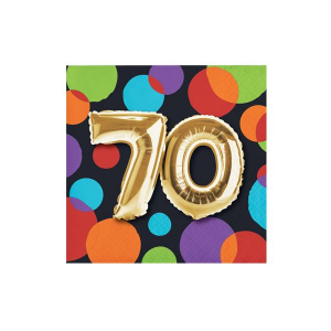 70th Birthday Balloon Beverage Napkins (Per 16 pack)