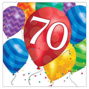 Balloon Blast 70th Birthday Lunch Napkins (Per 16 pack)