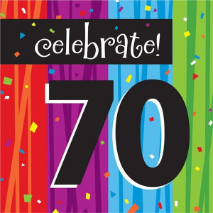 Rainbow Celebration 70th Birthday Lunch Napkins (Per 16 pack)