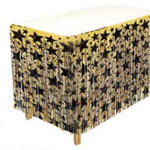 Gold & Black Star Fringed Table Skirt