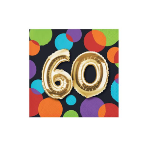 60th Birthday Balloon Beverage Napkins (Per 16 pack)