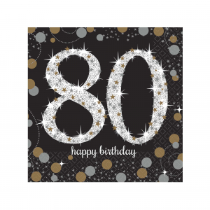 Sparkling 80th Beverage Napkins (Per 16 pack)