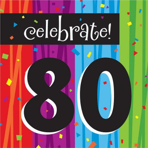 Rainbow Celebration 80th Birthday Lunch Napkins (Per 16 pack)