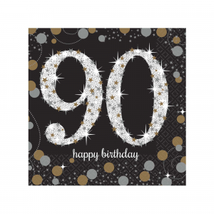 Sparkling 90th Beverage Napkins (Per 16 pack)