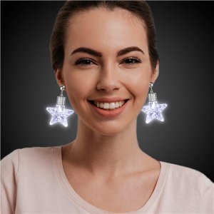 LED White Star Clip-On Earrings (Per pair)