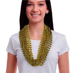 Gold 33" 12mm Bead Necklaces (Per 12 pack)