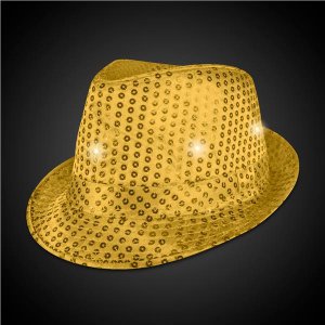LED Gold Sequin Fedora Hat