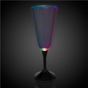 LED 7 oz Champagne Glass Black Stem
