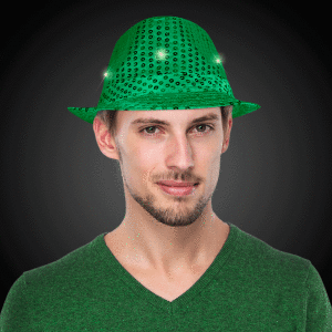 LED Dark Green Sequin Fedora Hat