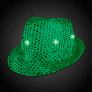 LED Dark Green Sequin Fedora Hat
