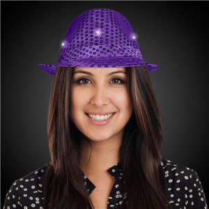 LED Purple Sequin Fedora Hat