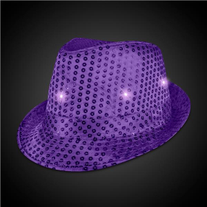 LED Purple Sequin Fedora Hat