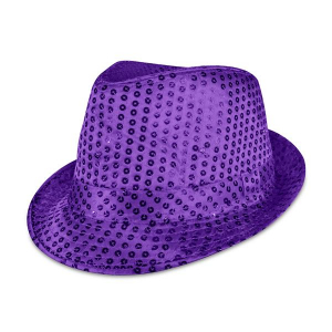 LED Purple Sequin Fedora Hat