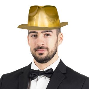 Gold Fedora Hats (Per 12 pack)