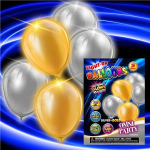 Gold & Silver LED Balloons (Per 5 pack)