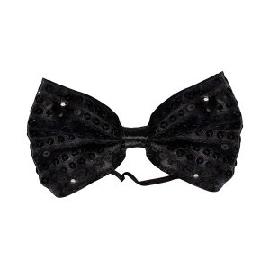LED Black Sequin Bow Tie