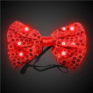 LED Red Sequin Bow Tie