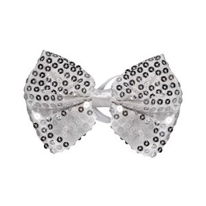LED Silver Sequin Bow Tie