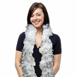 White Feather Boa With Silver Tinsel (Per Piece)