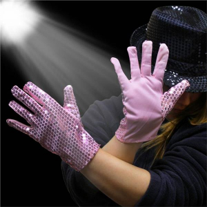 Pink Sequin Gloves (Per pair)