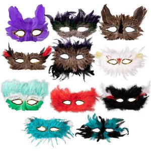 Assorted Feather Masks (Per 12 pack)