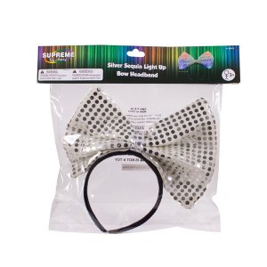 LED Silver Sequin Bow Headband