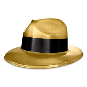 Gold Gangster Fedora Hats (Per 12 pack)