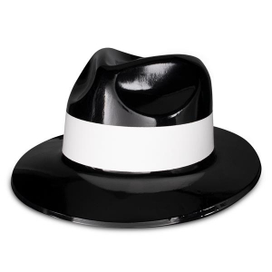 Black Gangster Fedora Hats (Per 12 pack)