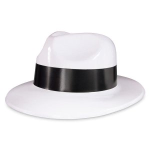 White Gangster Fedora Hats (Per 12 pack)