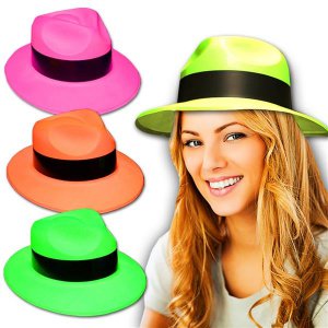 Neon Gangster Fedora Hats (Per 12 pack)