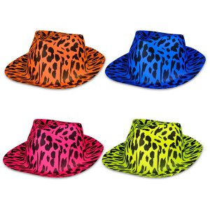 Animal Print Fedora Hats (Per 12 pack)