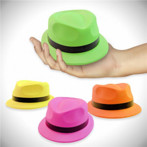 Neon Mini Gangster Fedora Hats (Per 12 pack)