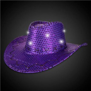 LED Purple Sequin Cowboy Hat